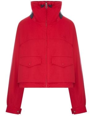 Loewe Cotton And Silk Gabardine Jacket With Contrasting Leather Details - Red