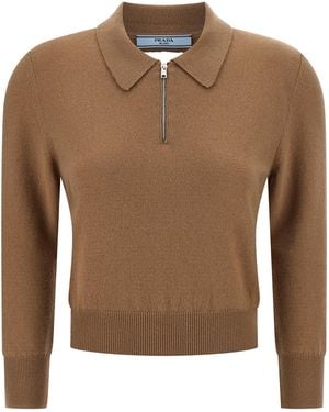 Prada Cashmere Polo Shirt - Brown