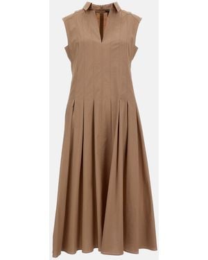 Fay Pleated Sleveless Dress - Brown