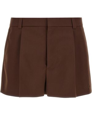 Gucci Logo-Embossed Tailored Wool-Twill Shorts - Brown