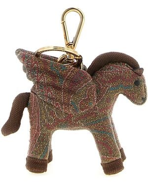 Etro Pegaso Keyring Brown