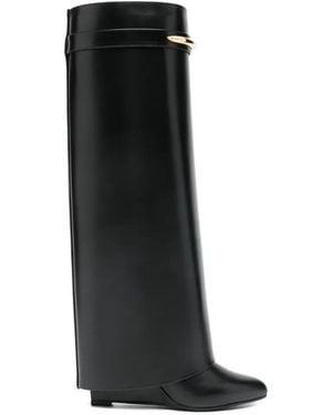 Givenchy Shark Leather Knee Boots - Black