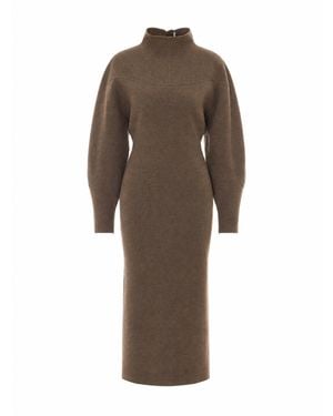 Max Mara Tenuta Wool And Cashmere Jersey Dress - Brown
