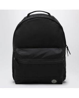 Stone Island Nylon Backpack With Logo Patch - Black