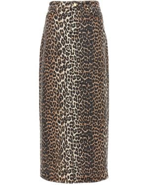 Ganni Denim Maxi Skirt - Brown