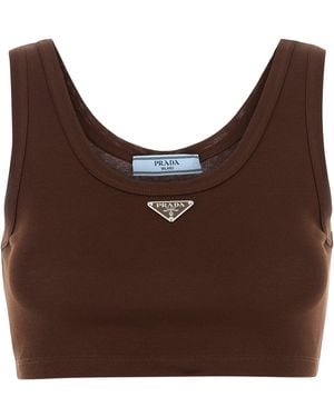 Prada Cotton Crop-Top - Brown