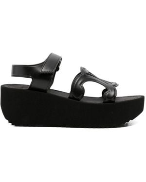 Celine Sunny Leather Sandals - Black