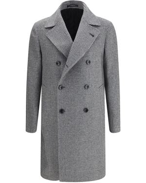 Tagliatore Prince Of Wales Print Coat - Gray