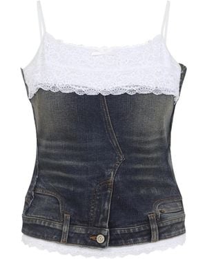 Balenciaga Patched Cotton Top - Blue