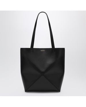 Loewe Medium Puzzle Fold Tote Bag - Black