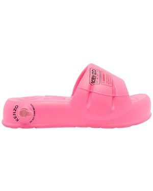KENZO Logo Puffer Slide - Pink