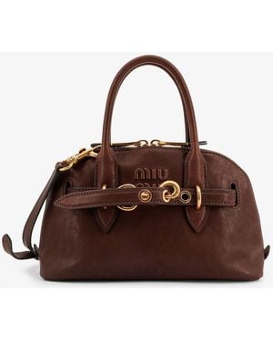 Miu Miu Aventure Leather Crossbody Bag - Brown