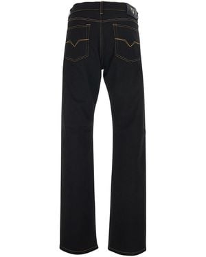 Versace Jeans With Five-Pocket Design And Logo Patch On The Back - Black