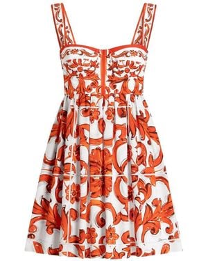 Dolce & Gabbana Dolce & Gabbana Maiolica Print Cotton Dress - Red