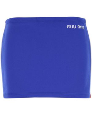 Miu Miu Logo Mini Skirt - Blue