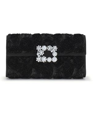 Roger Vivier Clutch Bag With Flowers - Black