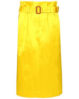 Dries Van Noten Seachy Cotton Satin Skirt - Yellow