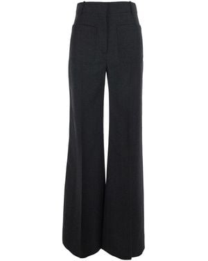 Victoria Beckham 'Alina' Pants With Patch Pockets On The Front - Black