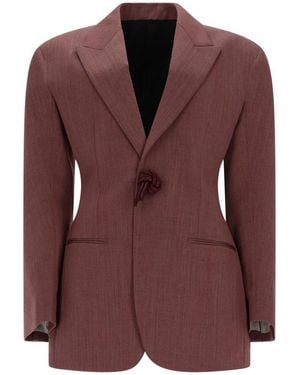 Bottega Veneta Wool And Linen Blazer Jacket - Brown