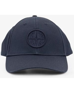 Stone Island Cotton Hat With Logo On The Front - Blue