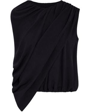 Balenciaga Silk Cady Cape Top - Black