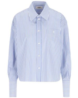 Celine Cotton Cropped Shirt - Blue