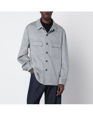 ZEGNA Melange Cashmere Shirt Jacket - Gray