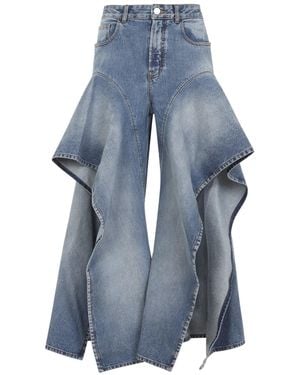Alaïa Ruffle Faded Jeans - Blue