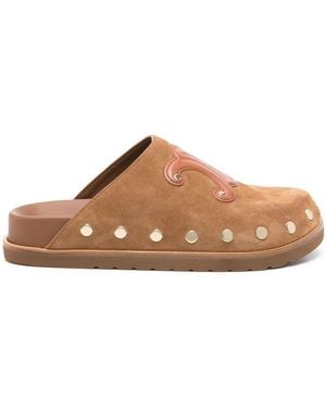 Celine Pitea Suede Leather Slippers - Brown