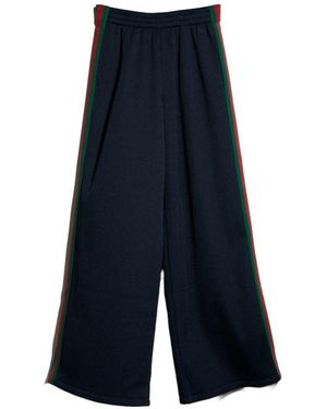 Gucci Cotton Blend Wide-Leg Pants - Blue