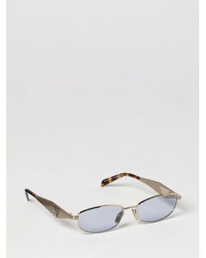 Prada Rectangular Metal Sunglasses With Embossed Lettering Logo - Metallic
