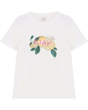 Chloé Chloé Printed Cotton T-Shirt - White
