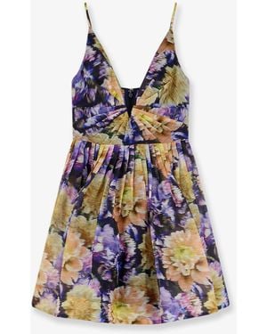Zimmermann Dress Luna Silk-Linen Blend - Blue