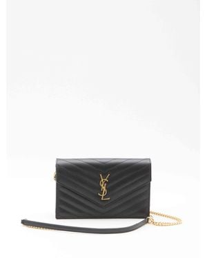 Saint Laurent Envelope Cassandre Chain Wallet - Gray