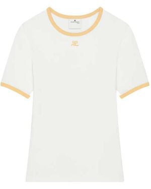 Courreges T-Shirt With Contrasting Trim - White