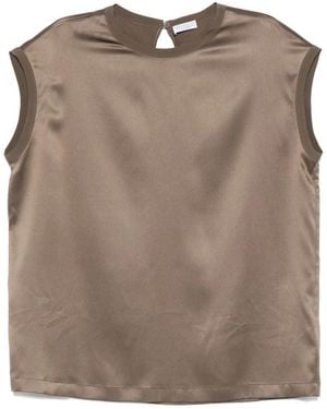 Brunello Cucinelli Silk Elastan Blouse - Brown