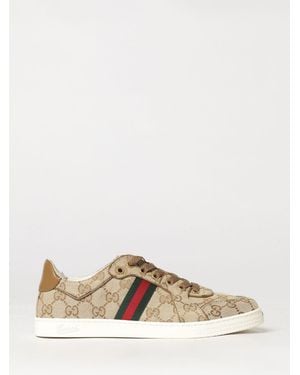 Gucci Stretch Low-Top Cotton Sneakers With Jacquard Gg Monogram - Natural