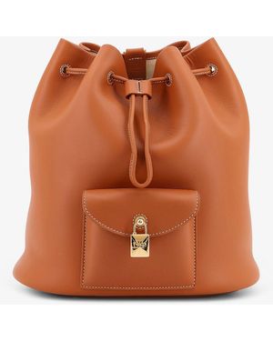 Loro Piana Extra Drawstring L27 Leather Backpack - Orange