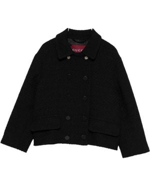 Gucci Wool Tweed Double-Breasted Blazer - Black