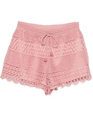 Zimmermann Wanderlust Crochet Cotton Shorts - Pink