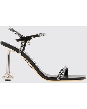 Loewe Toy Suede Sandals With Applied Crystals And Sculptural High Heel - White