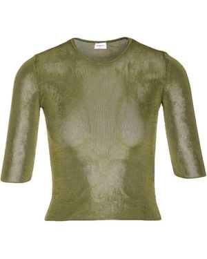 Tシャツ・カットソー SAINT LAURENT Semi-sheer certified viscose knitted top Saint Laurent Semi-Sheer Certified Viscose Knitted Top in