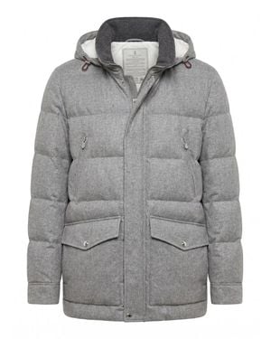 Brunello Cucinelli Bonded Wool Flannel Down Parka - Gray