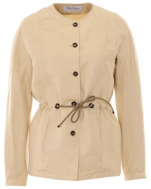 Max Mara Carezza Linen And Silk Jacket - Natural