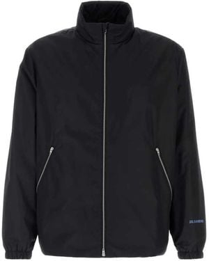Jil Sander Zip-Up Jacket With Logo Print - Black