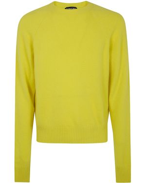 Tom Ford Felted Pure Cashmere Long Sleeves Crew Neck Sweater Clothing - Yellow