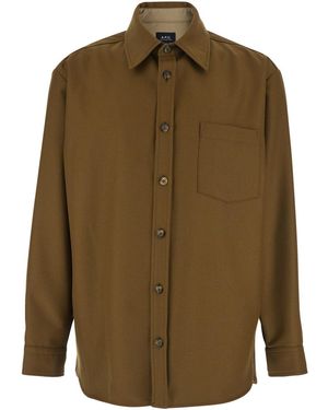 A.P.C. Jacket With Classic Collar And Buttoned Cuffs - Green