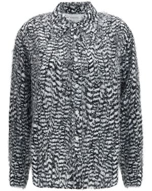 Bottega Veneta Viscose Shirt With Fil Coupé Feathers - Gray