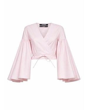 Jacquemus Light The Paysan Ruffled Wrap Top - Pink