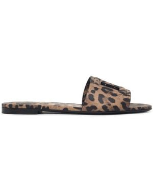 Dolce & Gabbana Dolce & Gabbana Leopard Leather Slippers - White